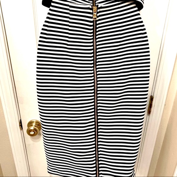 GUESS NWOT sleeveless black & white striped zip back top & pencil skirt set SML - Picture 7 of 8
